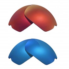 Walleva Fire Red + Ice Blue Polarized Replacement Lenses For Oakley Commit SQ Sunglasses